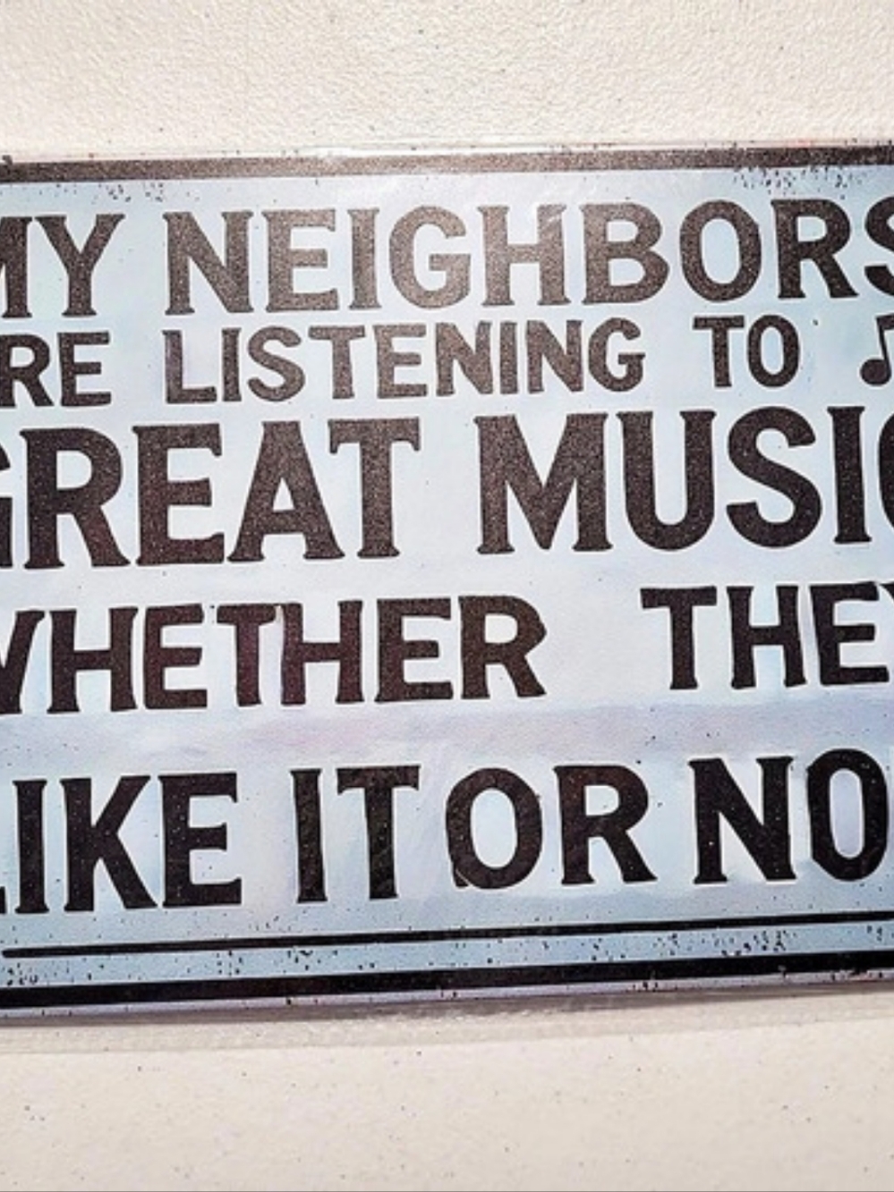 Great Music Metal Wall Sign, Blue & Brown